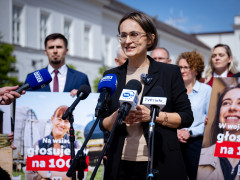Inauguracja samorządowej kampanii profrekwencyjnej „Głosujemy na 100%”, 6 maja 2025 r., Warszawa: 2