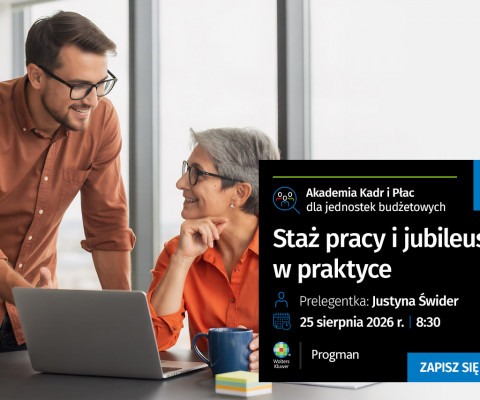 Bezpłatne szkolenie online: Staż pracy i jubileusze w praktyce, 25 sierpnia 2026 r.