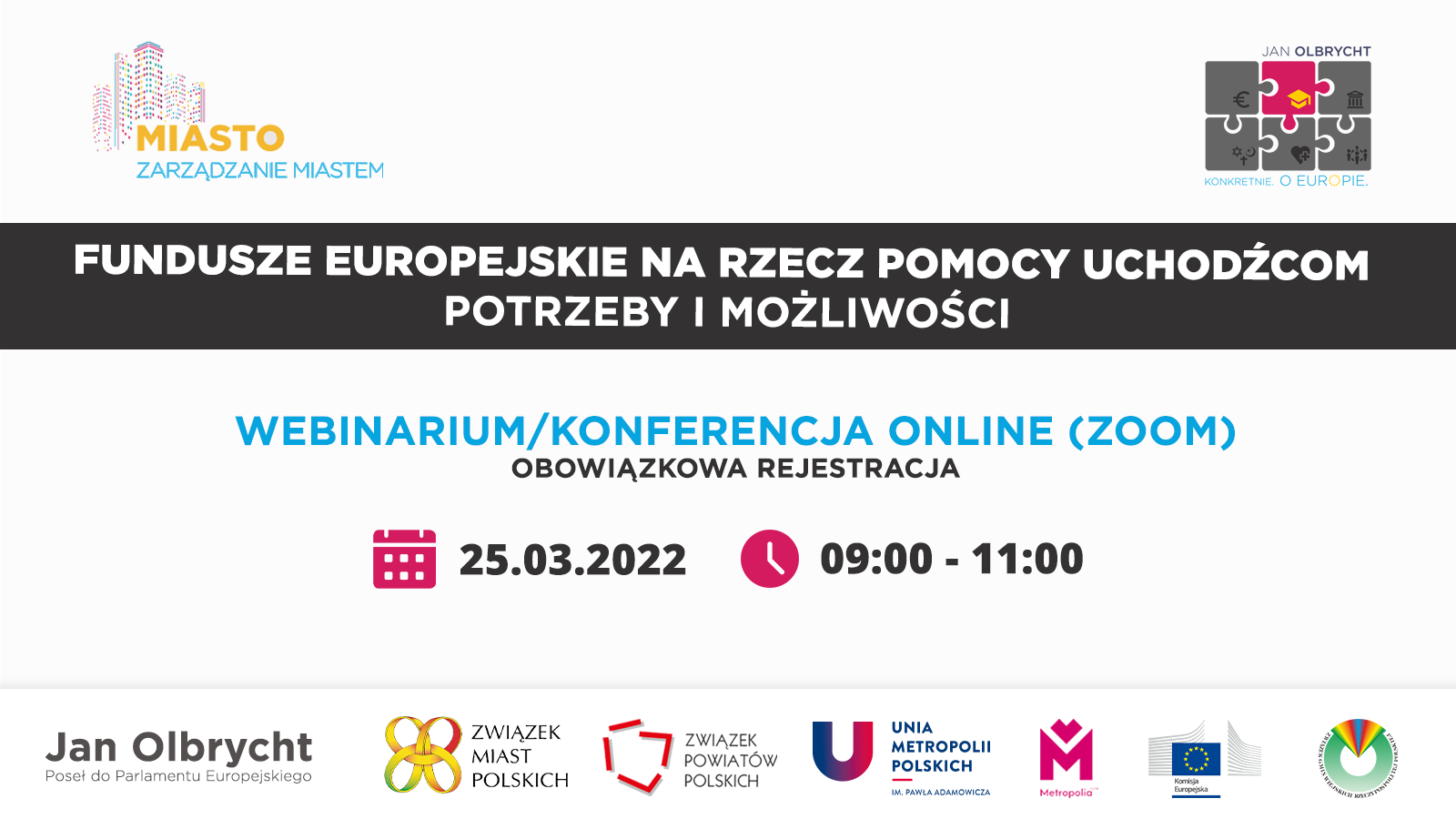 Fundusze Europejskie na rzecz pomocy uchodźcom. Potrzeby i możliwości - bezpłatne webinarium, 25 marca br.