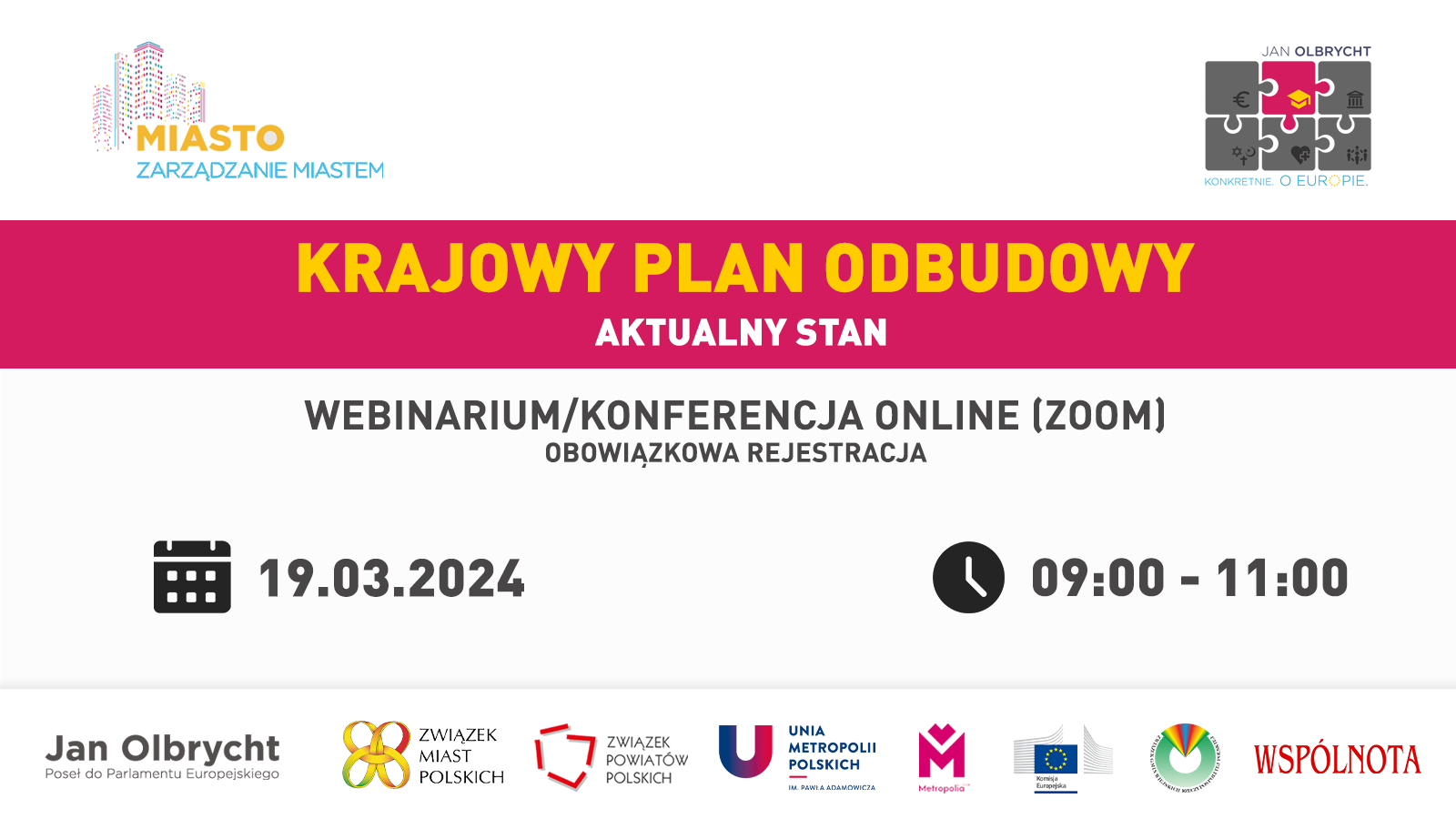 "Krajowy Plan Odbudowy - aktualny stan" - bezpłatny webinar, 19 marca 2024 r.