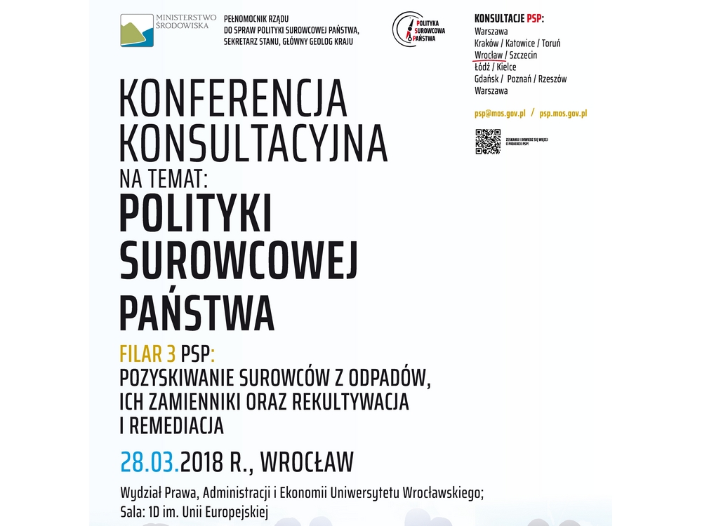 Konferencja dot. projektu Polityki Surowcowej Państwa, 28 marca br., Wrocław